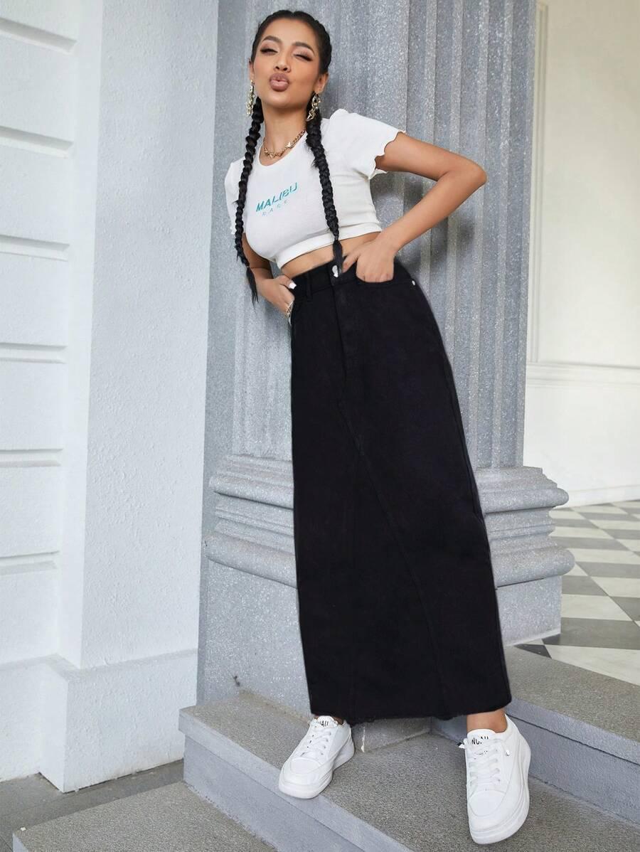 CZARNA SPÓDNICA JEANS