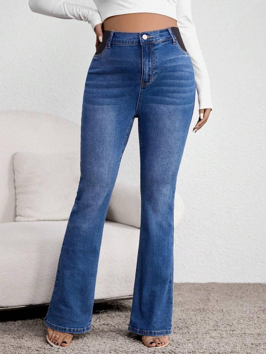 NIEBIESKIE CIĄŻOWE SPODNIE JEANS