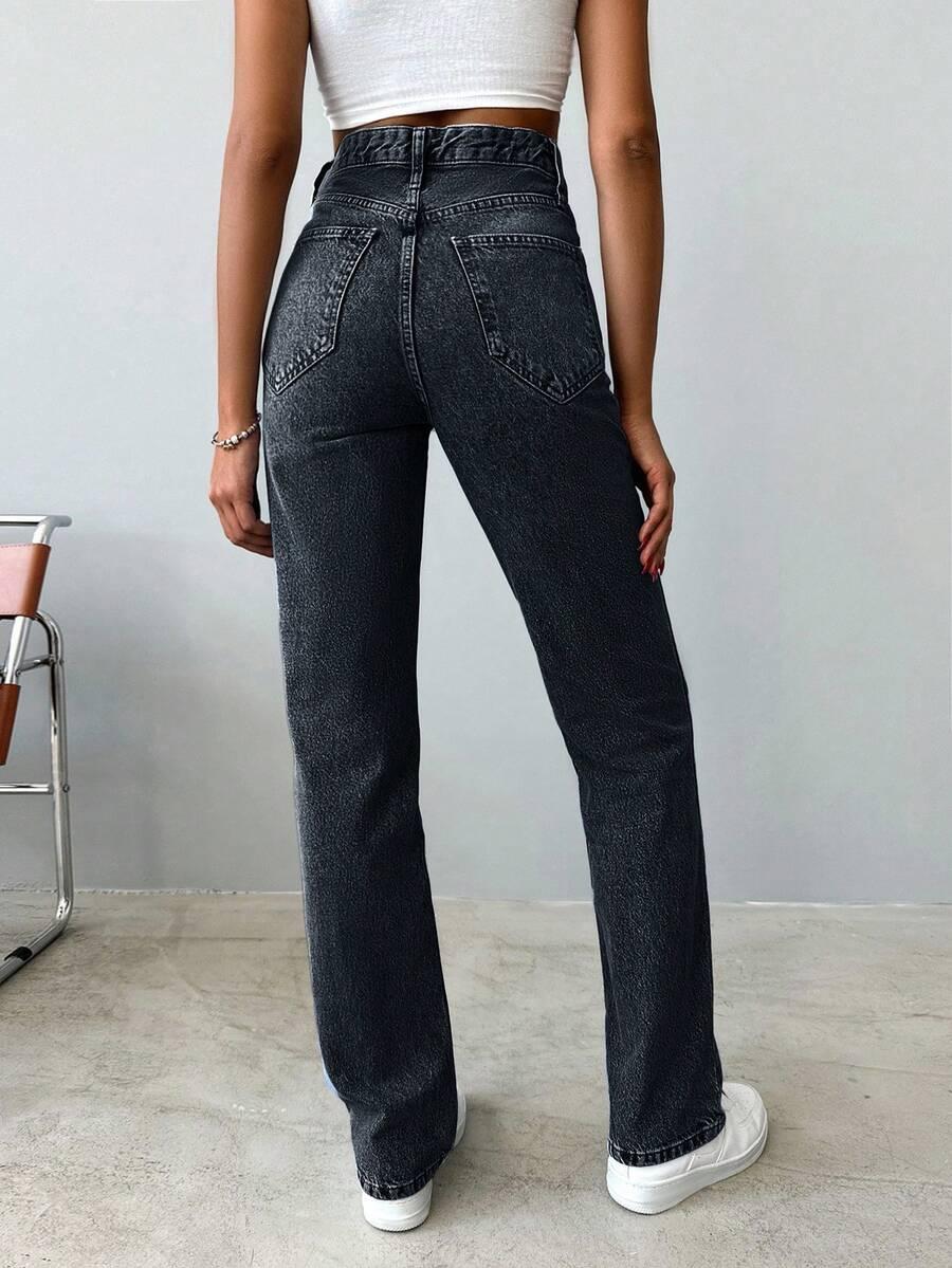 czarne spodnie jeans wysoki stan