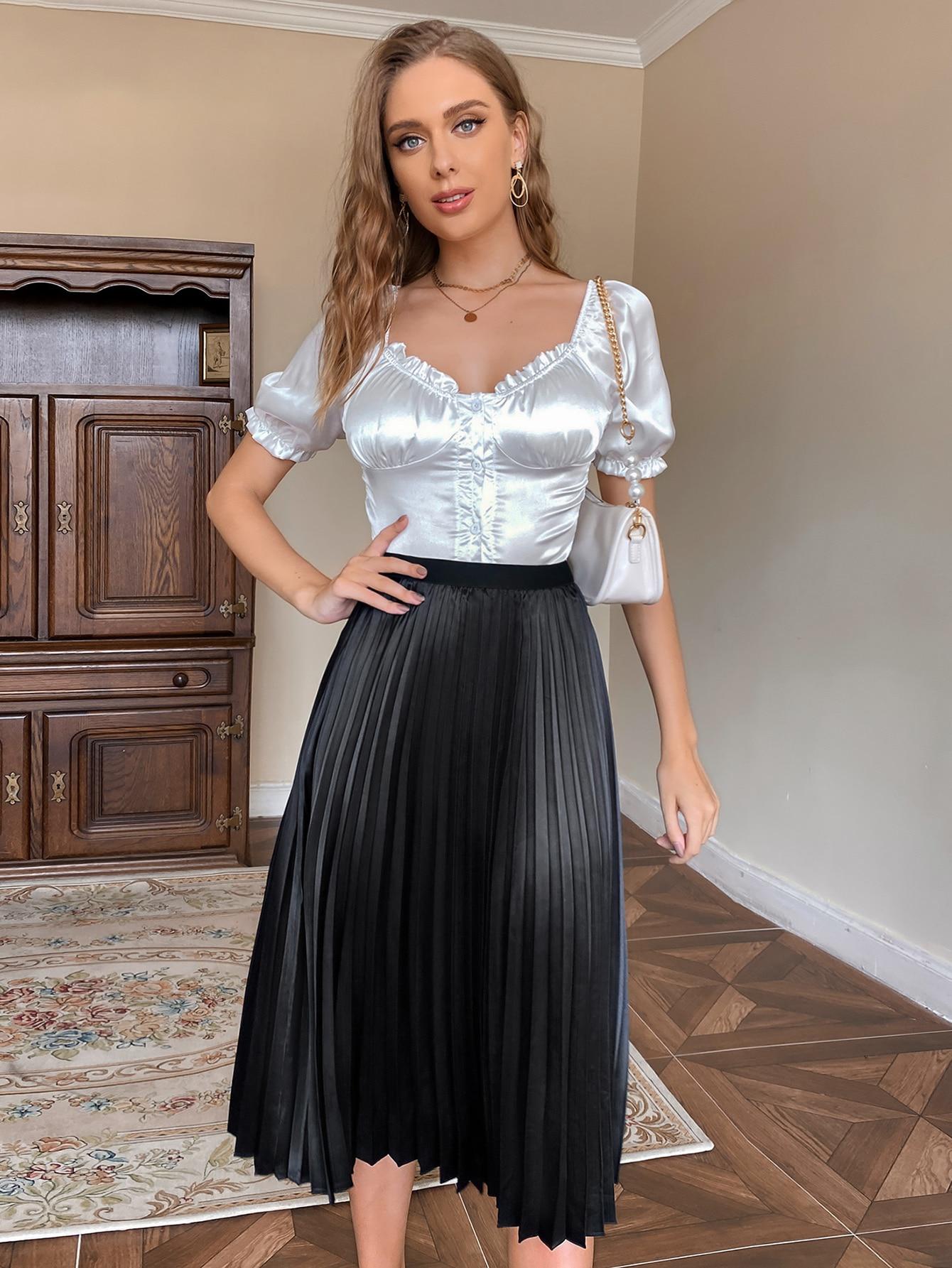 CZARNA PLISOWANA SPÓDNICA