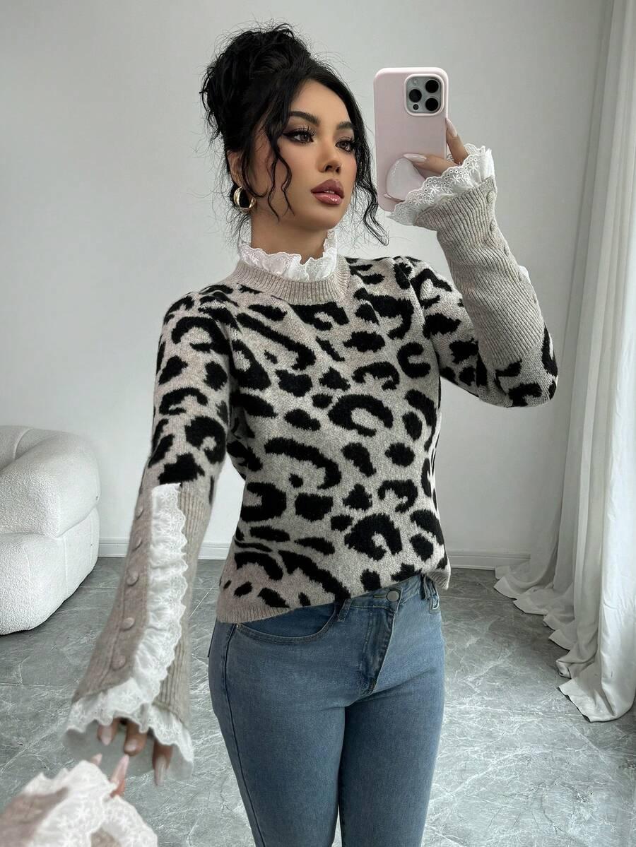 SWETER ANIMAL PRINT KORONKA