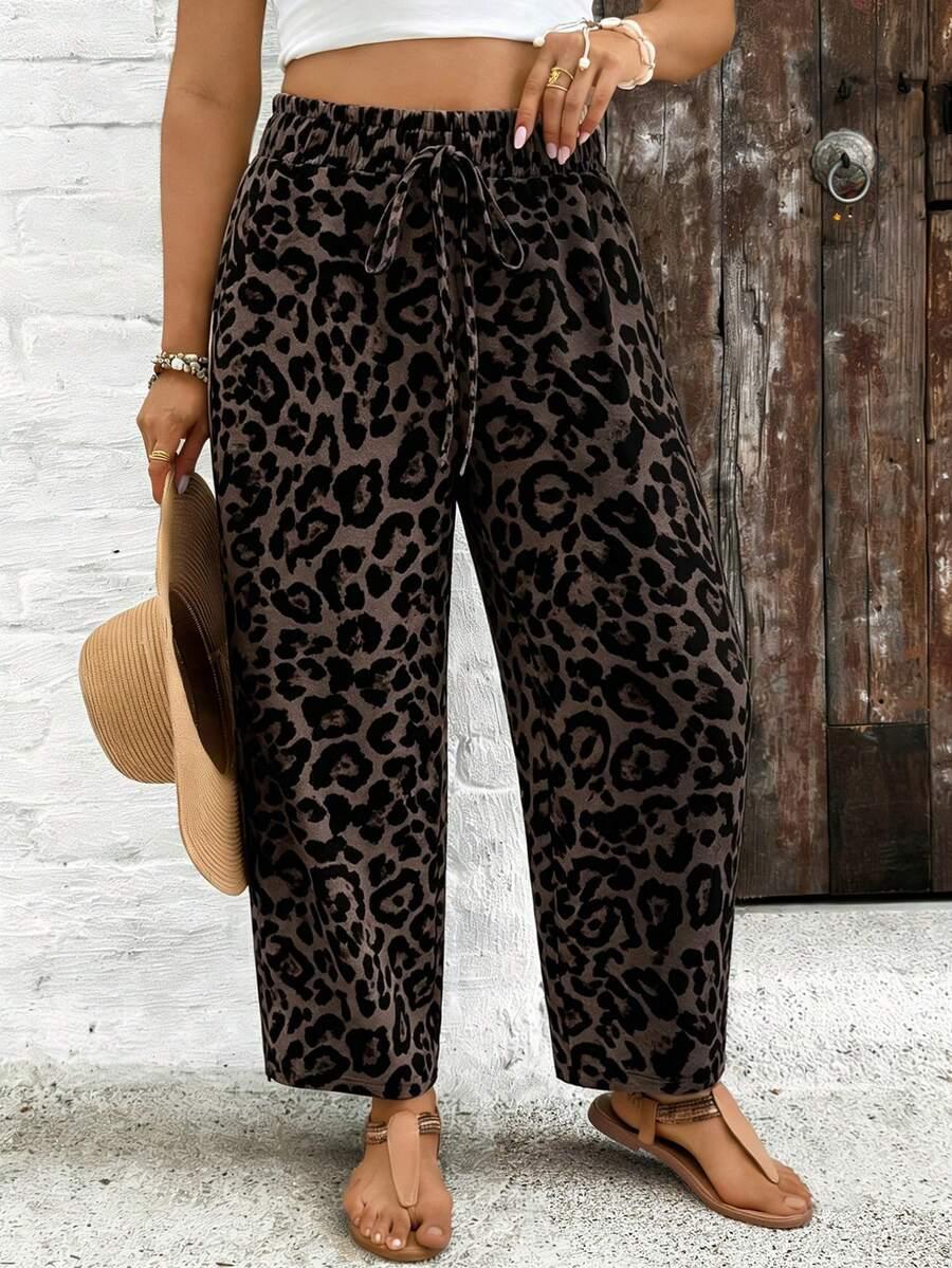 spodnie prosta nogawka leopard print