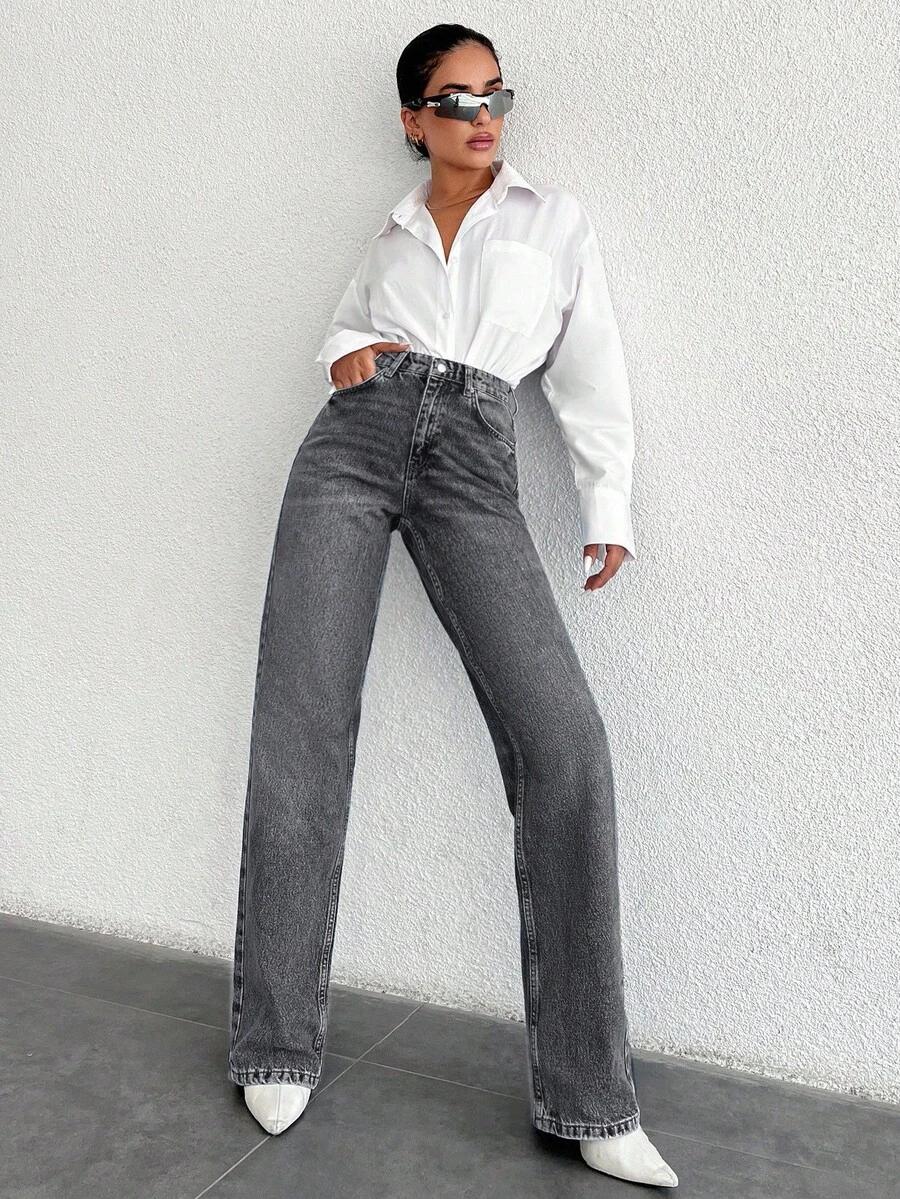 SZARE SPODNIE JEANS 