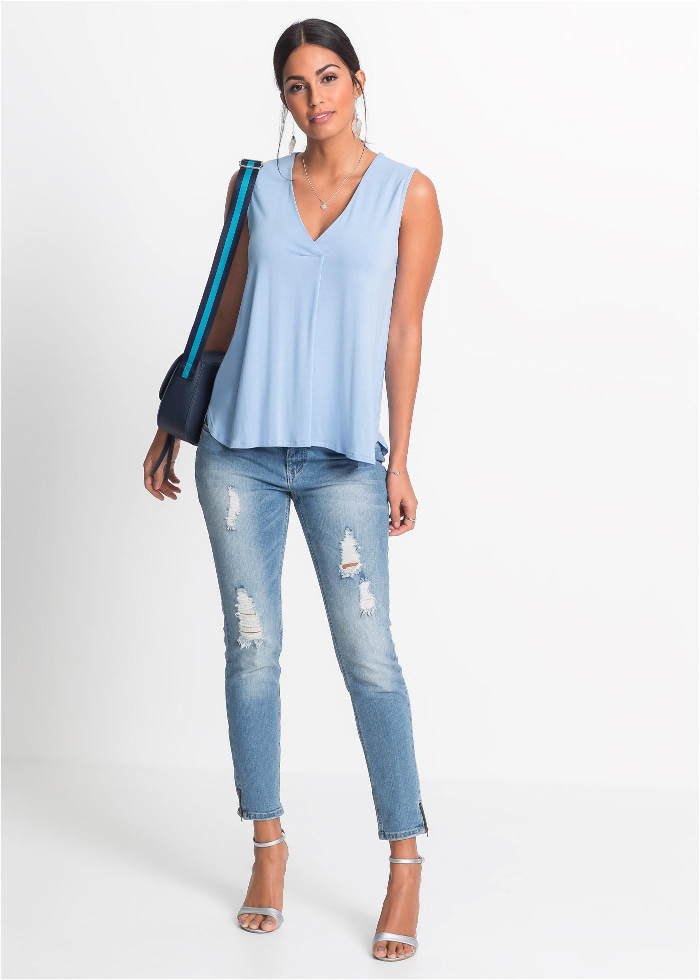 NIEBIESKI TOP V-NECK