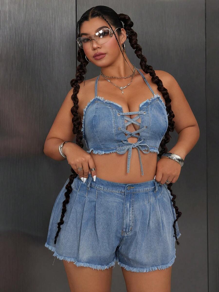 niebieski top jeans