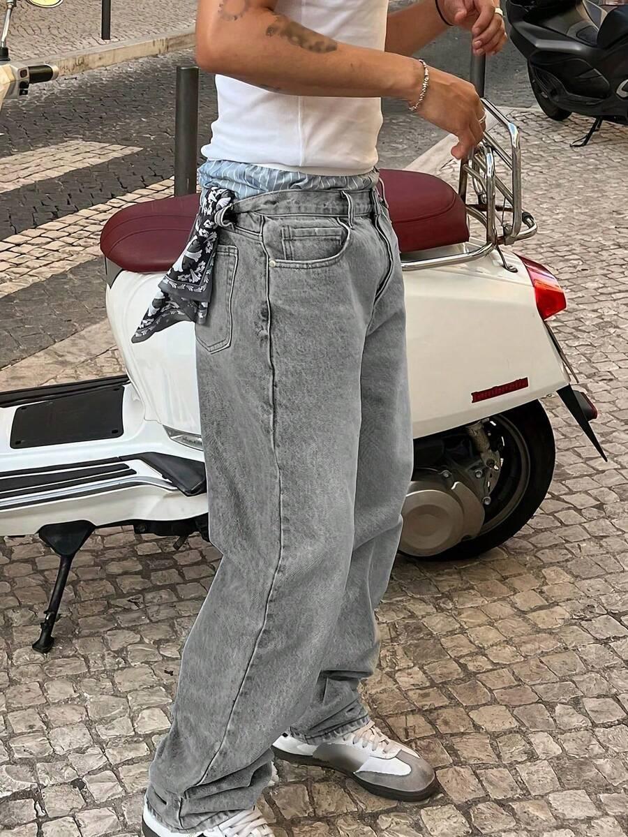 SZARE SPODNIE JEANS