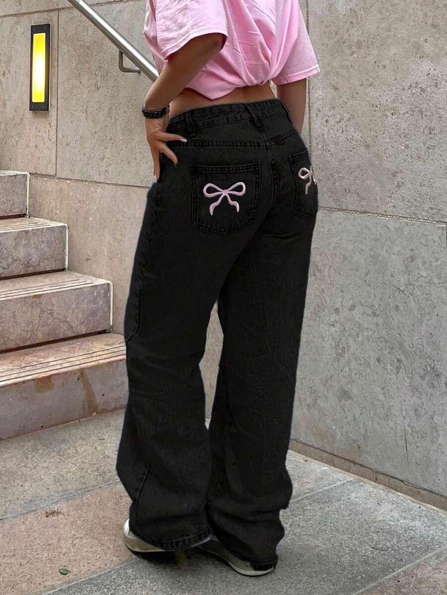 CZARNE SPODNIE JEANS