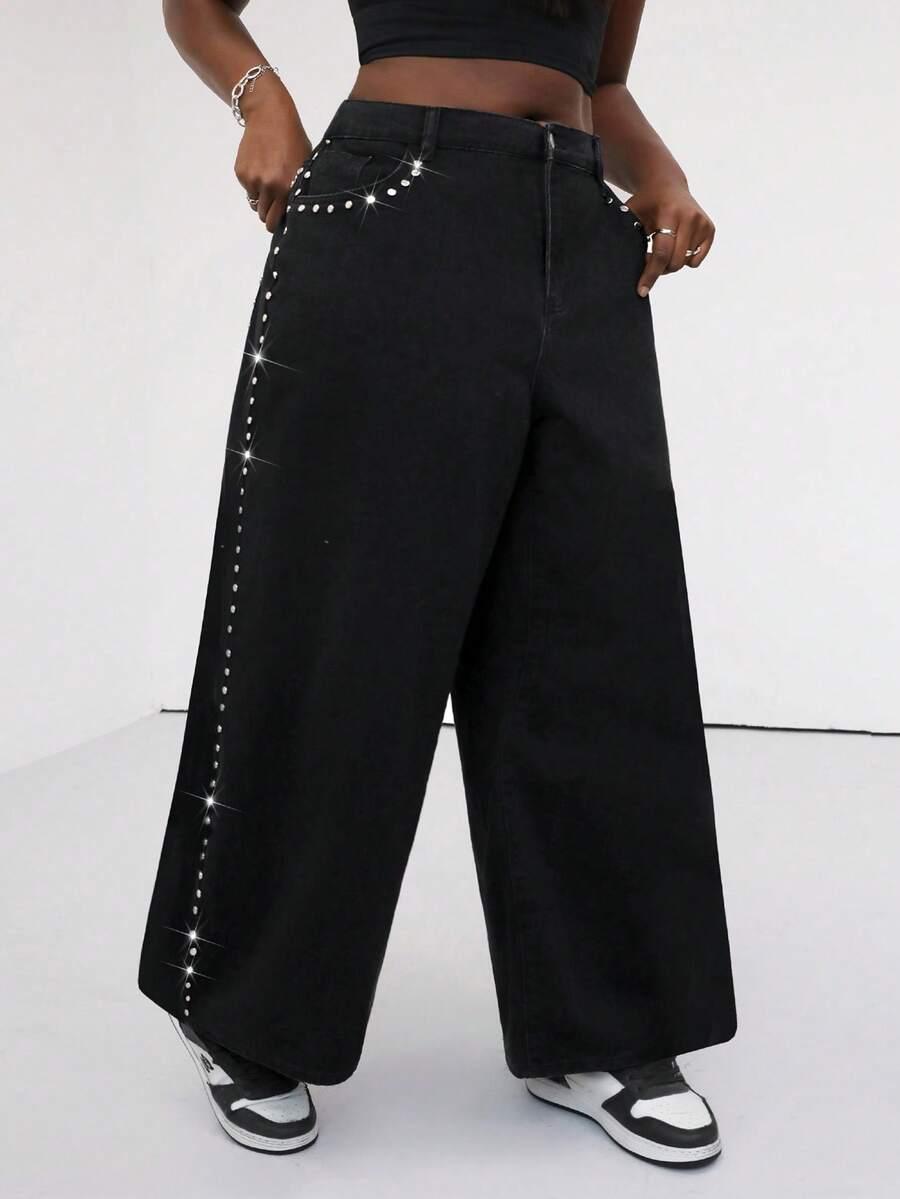 CZARNE SPODNIE JEANS