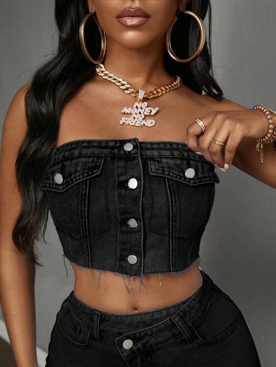 CZARNY TOP JEANS