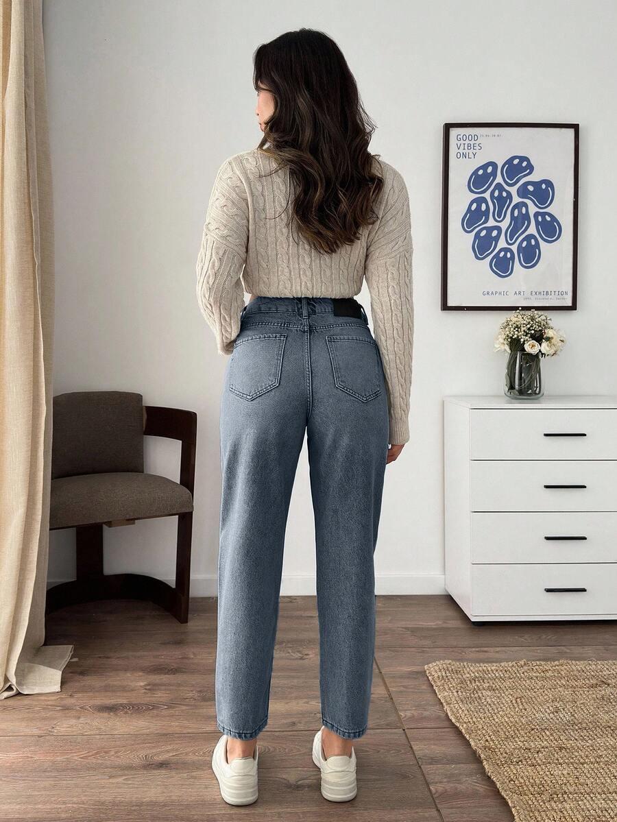 NIEBIESKIE SPODNIE JEANS WYSOKI STAN 