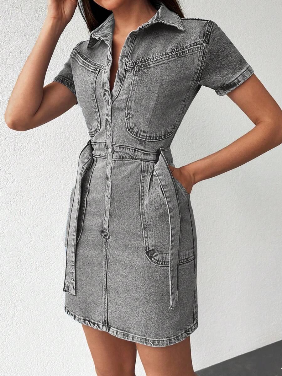 szara mini sukienka jeans
