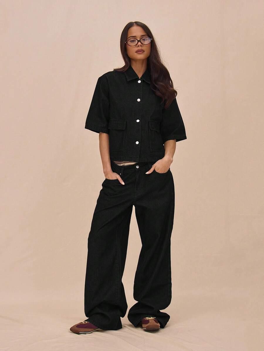 CZARNE SPODNIE JEANS