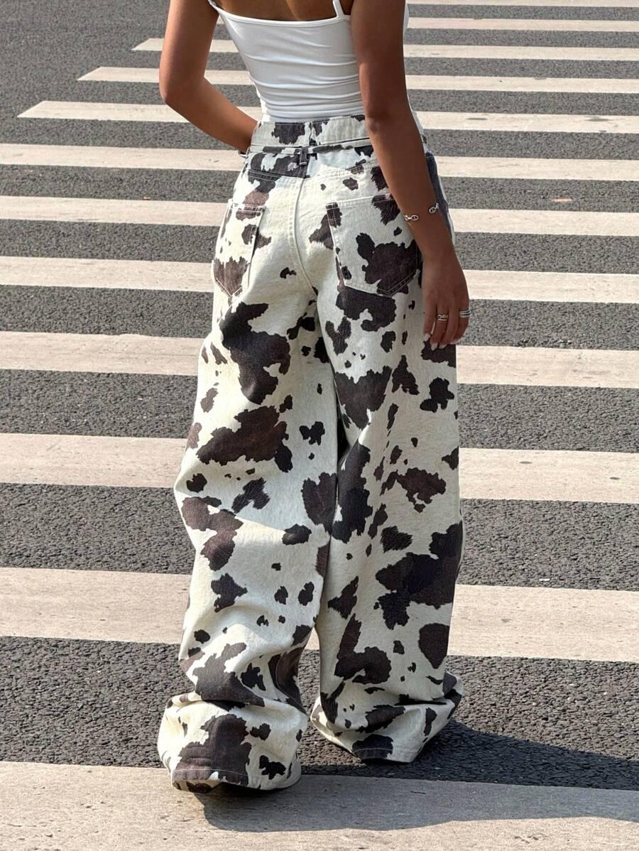 SPODNIE SZEROKA NOGAWKA ANIMAL PRINT