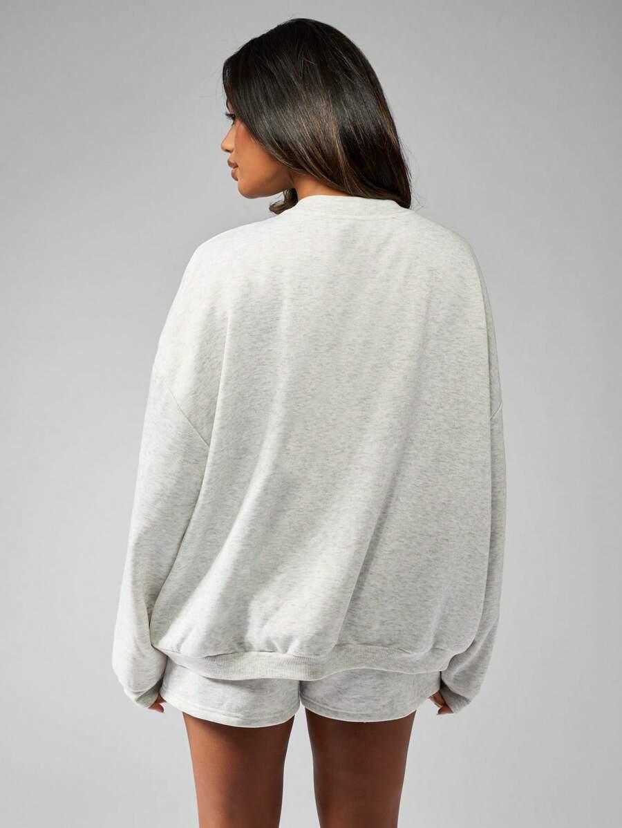 SZARA BLUZA OVERSIZE NADRUK PLAYBOY