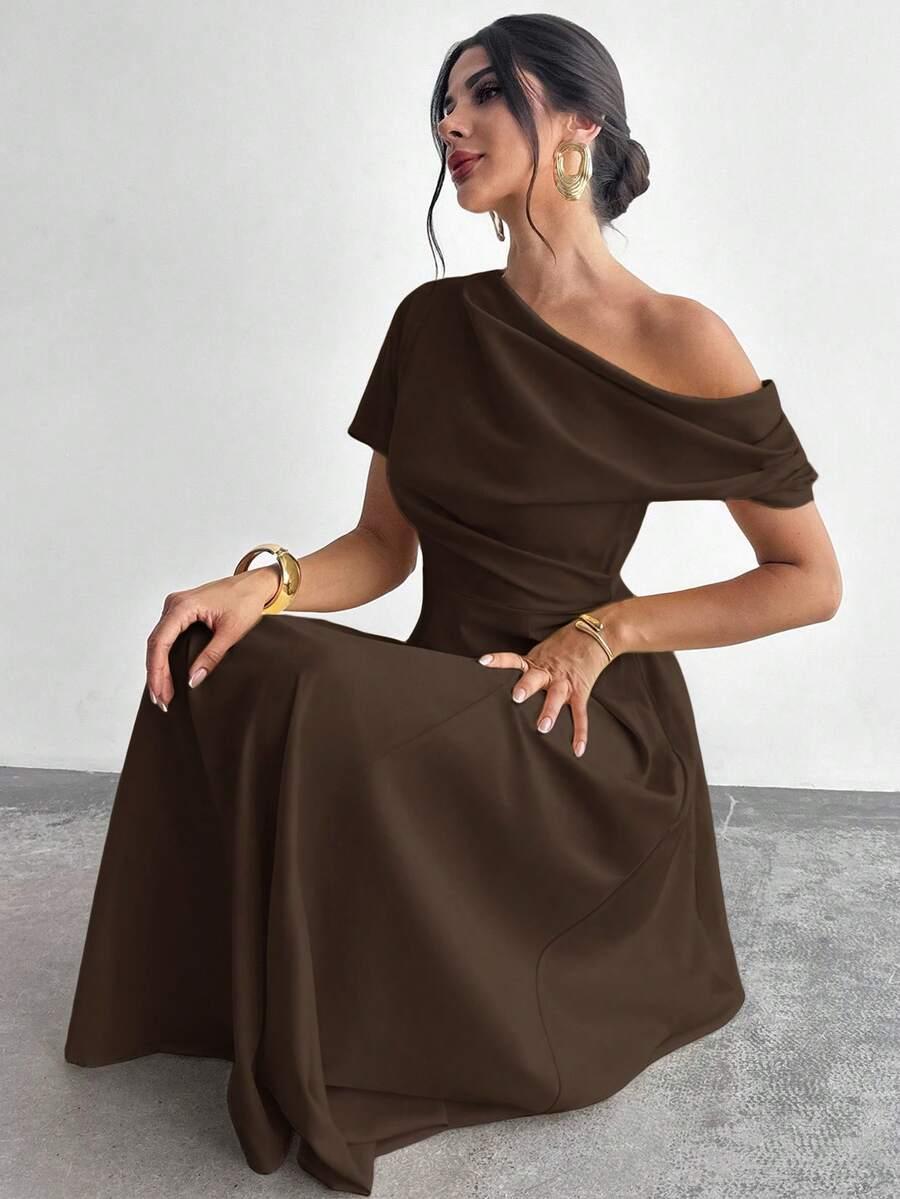 brązowa maxi sukienka