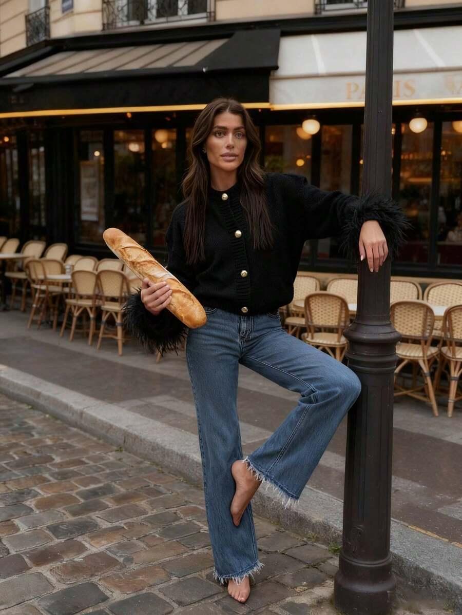 CZARNY SWETER KARDIGAN 