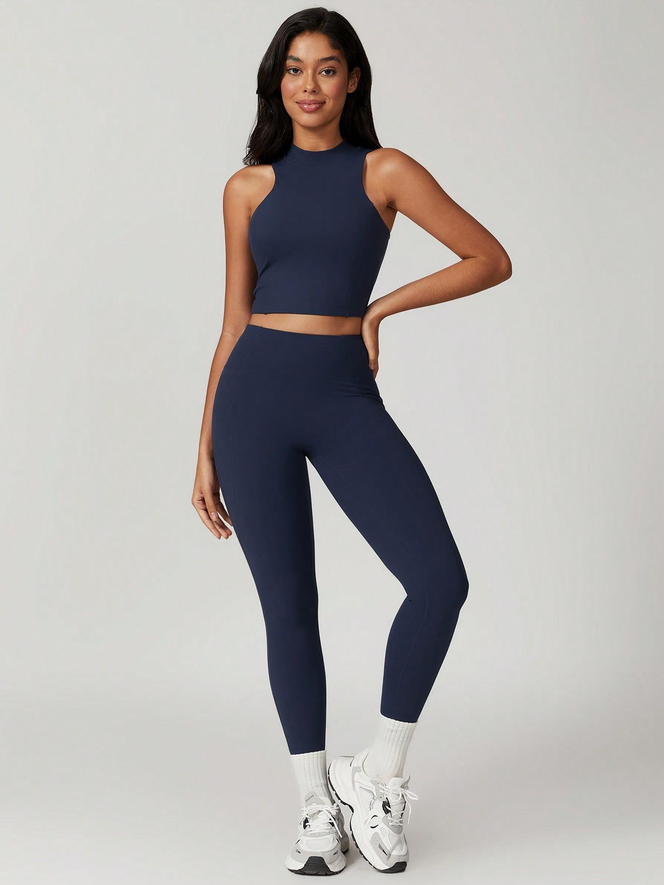 GRANATOWE SPORTOWE LEGGINSY