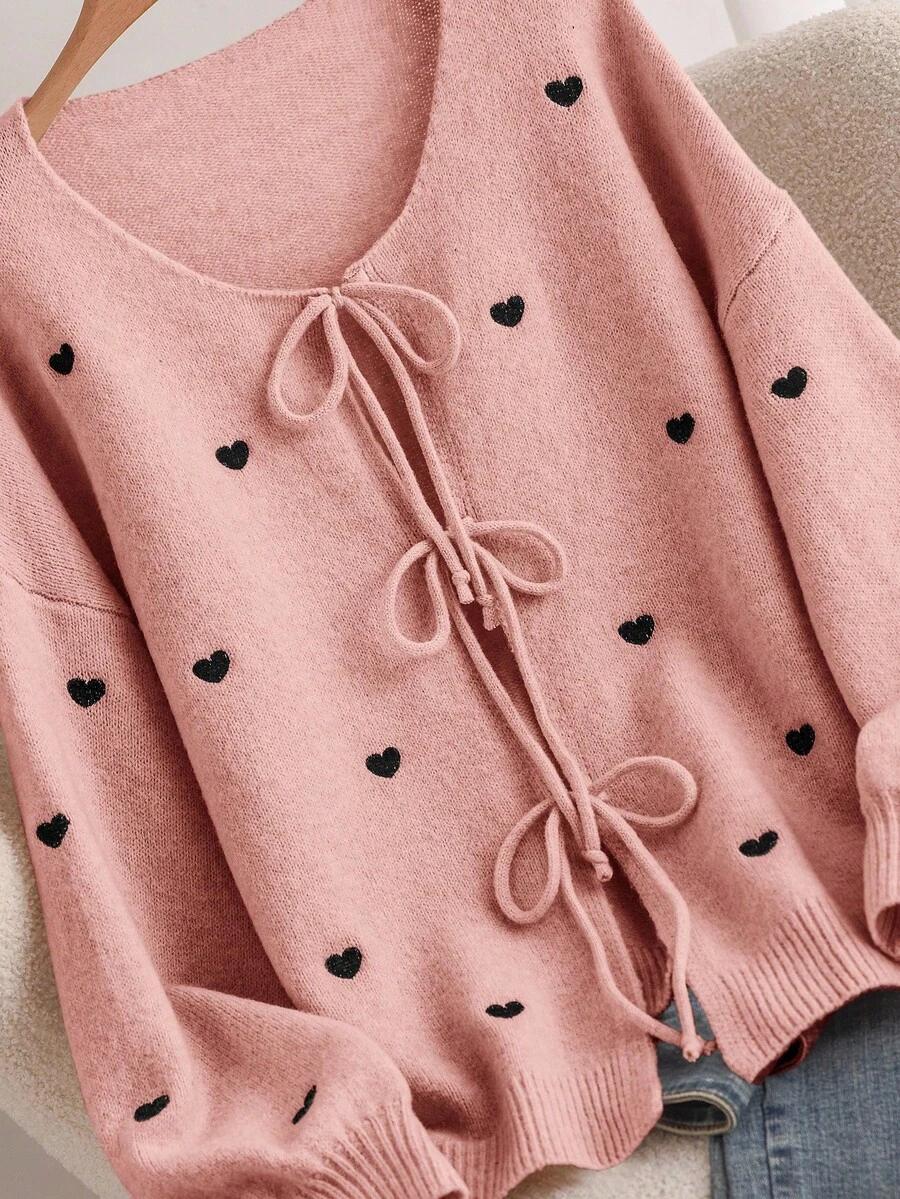 różowy sweter wiązanie
