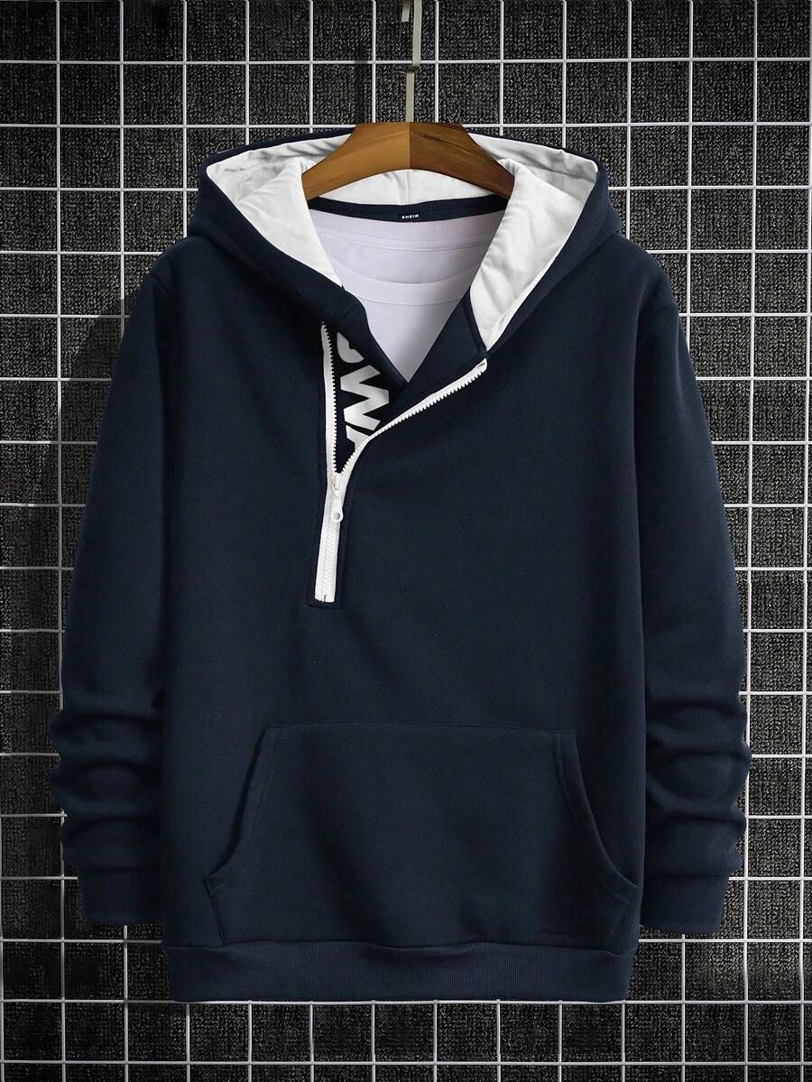 GRANATOWA BLUZA Z KAPTUREM 