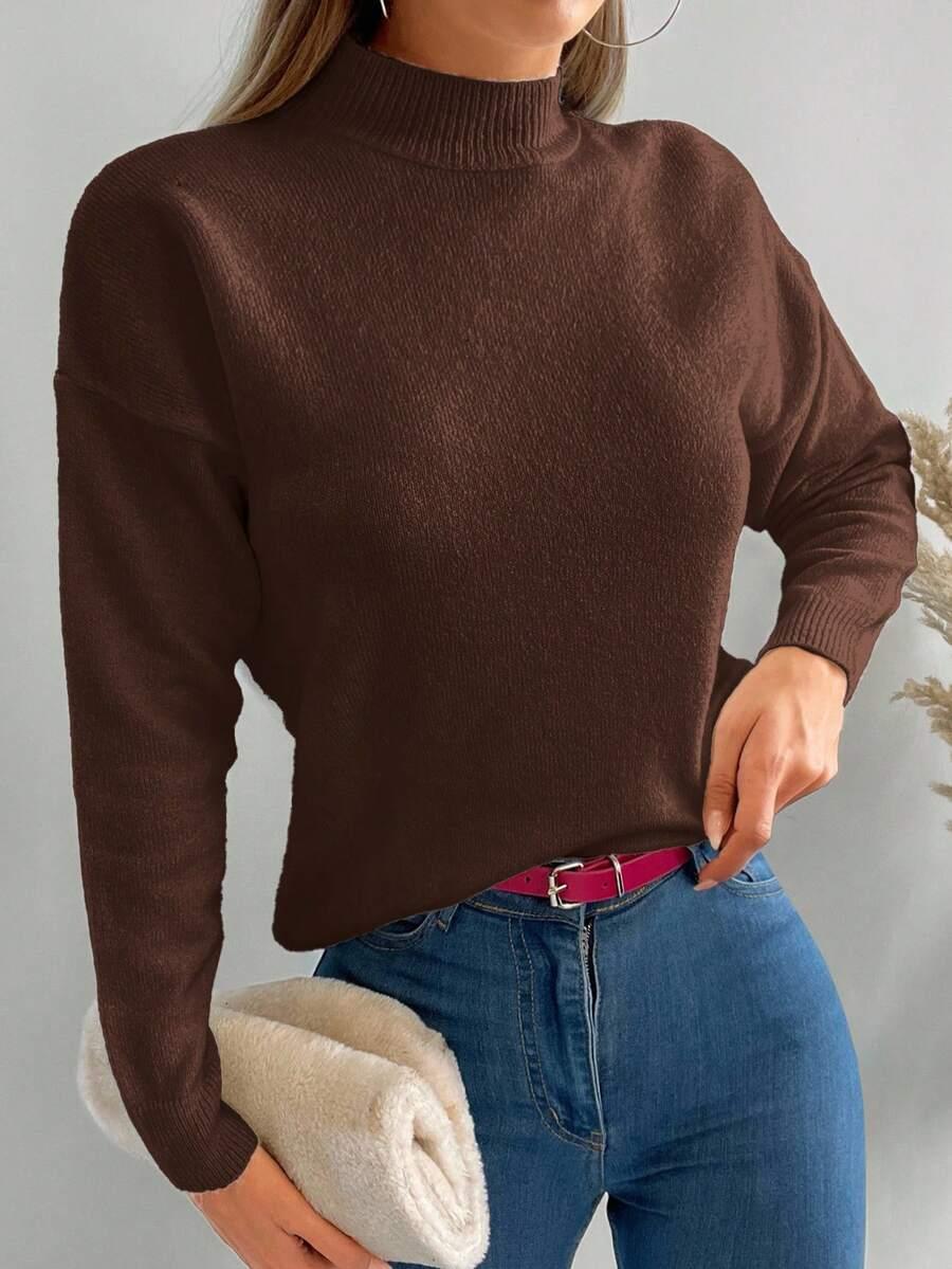 brązowy sweter stójka