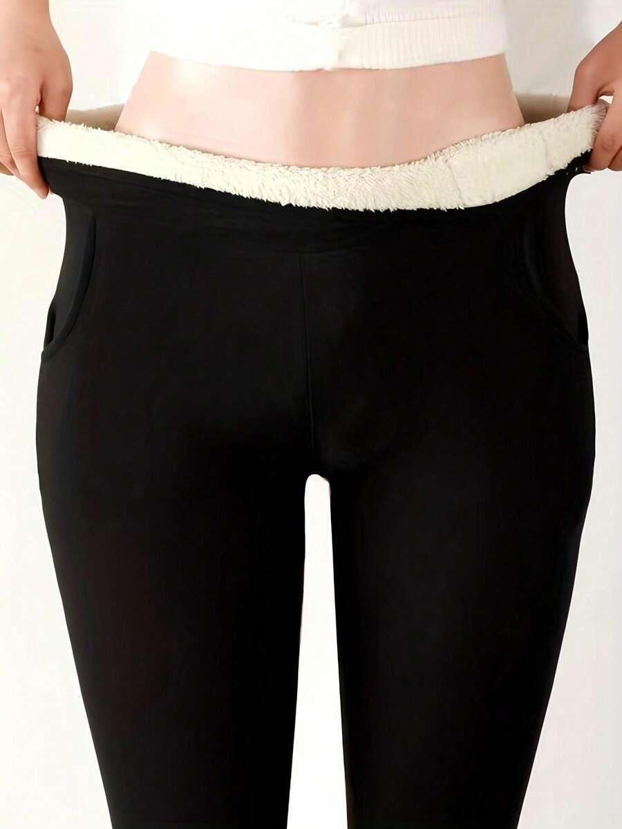 CZARNE OCIEPLANE LEGGINSY