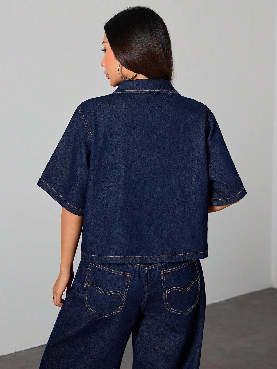 GRANATOWA KURTKA JEANS