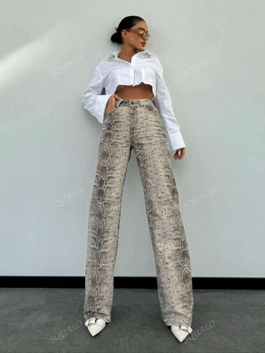 PROSTE SPODNIE ANIMAL PRINT