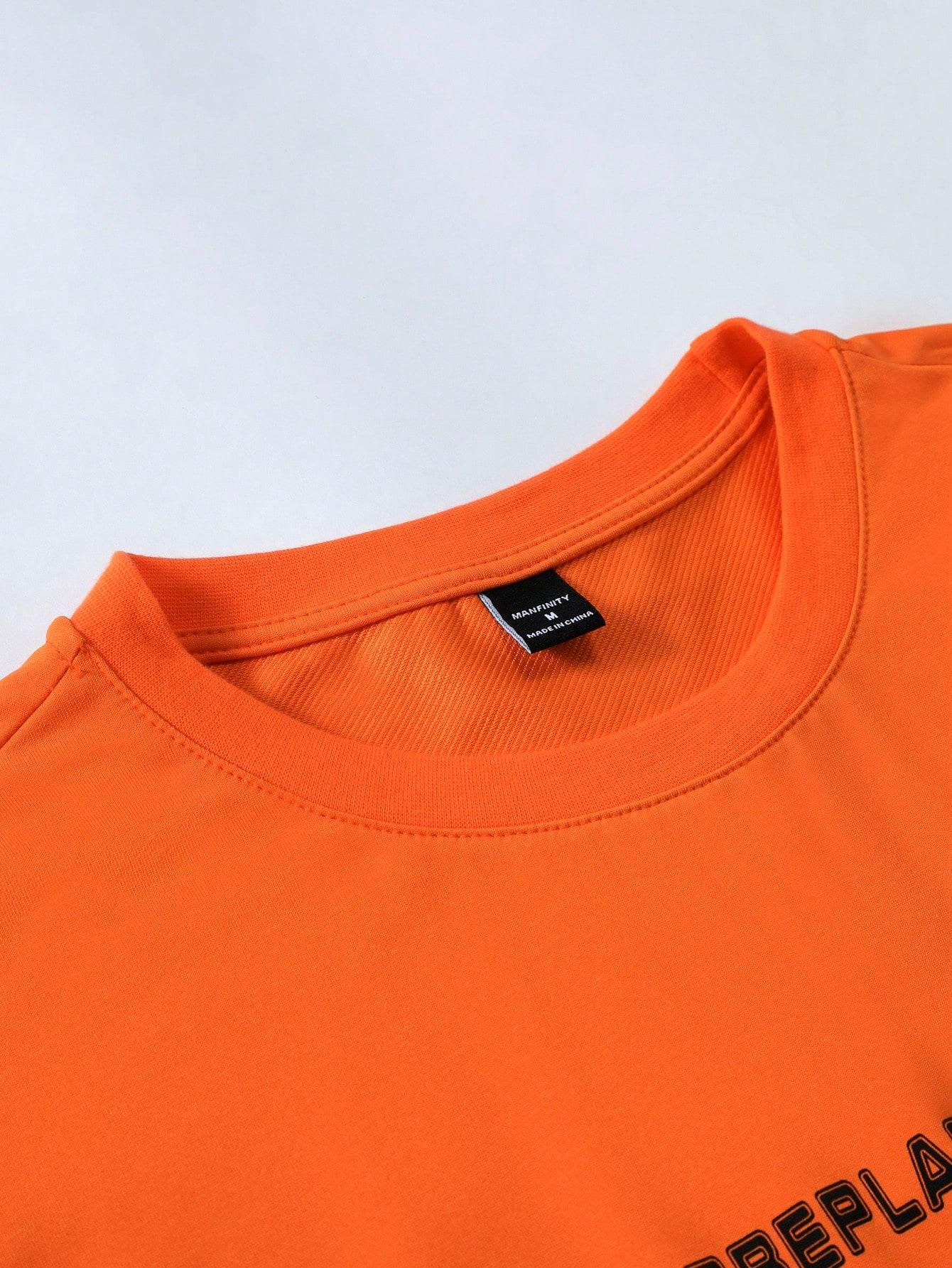 POMARAŃCZOWY T-SHIRT NADRUK 
