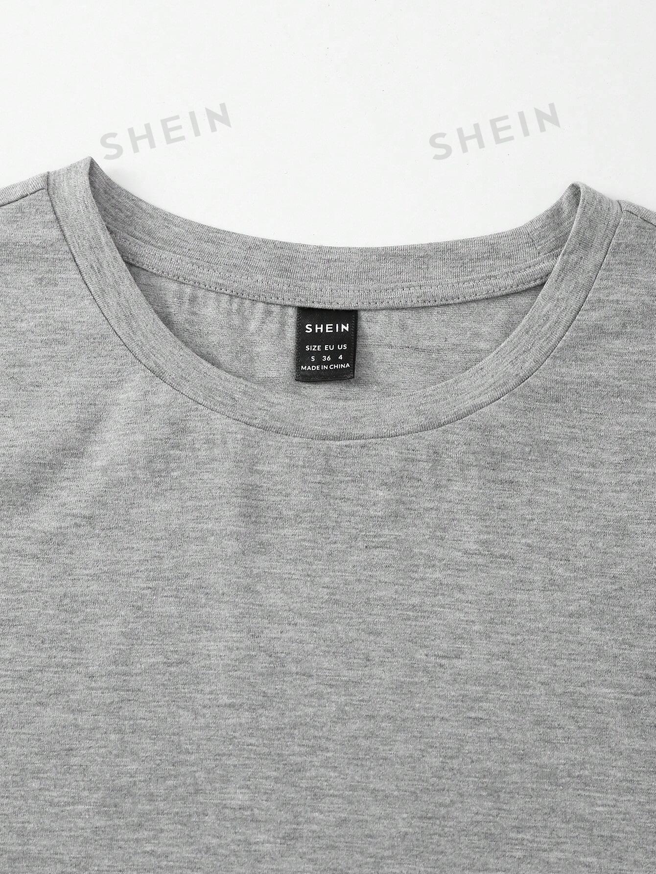 SZARY T-SHIRT NADRUK 