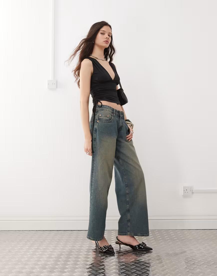 CZARNY TOP V-NECK 