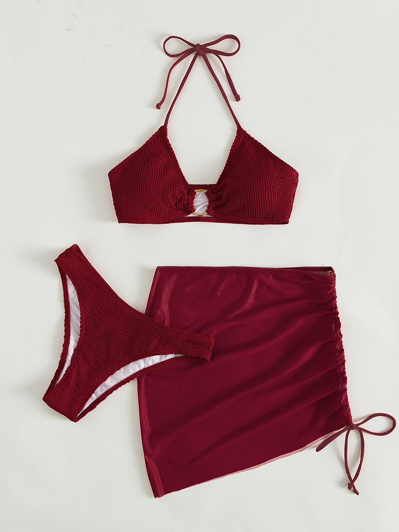 trzyczęściowy komplet bikini pareo