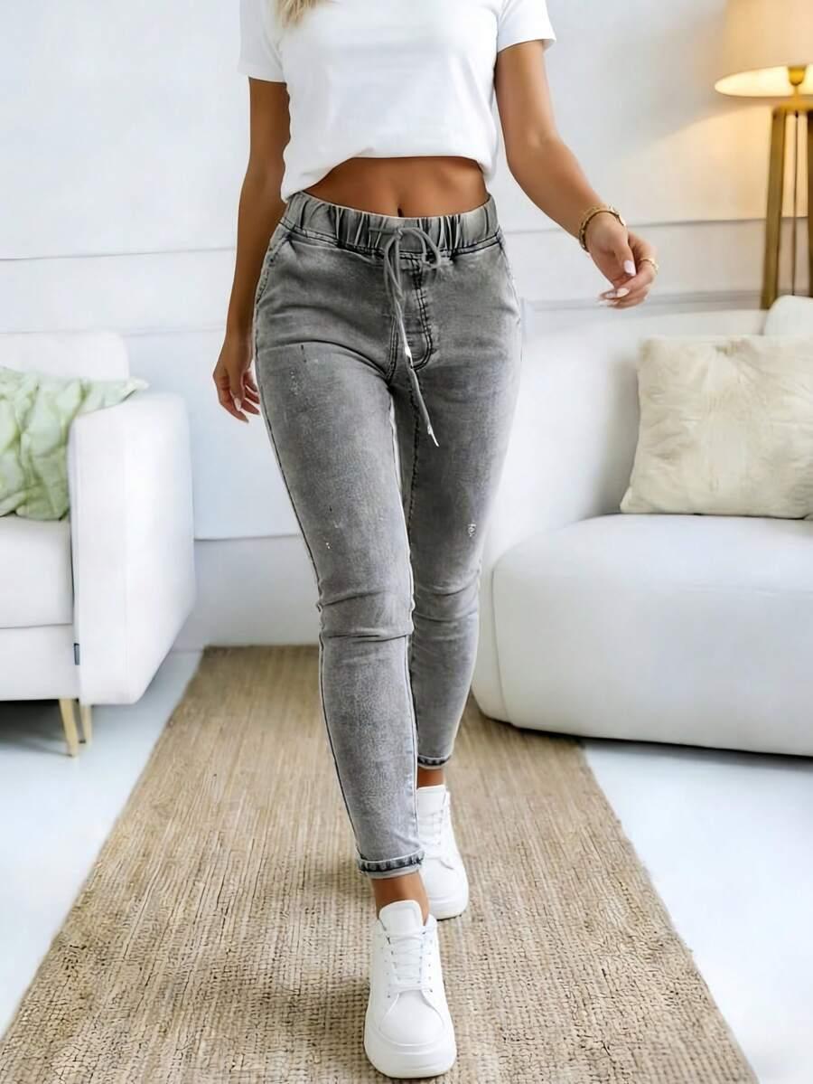 SZARE SPODNIE JEANS
