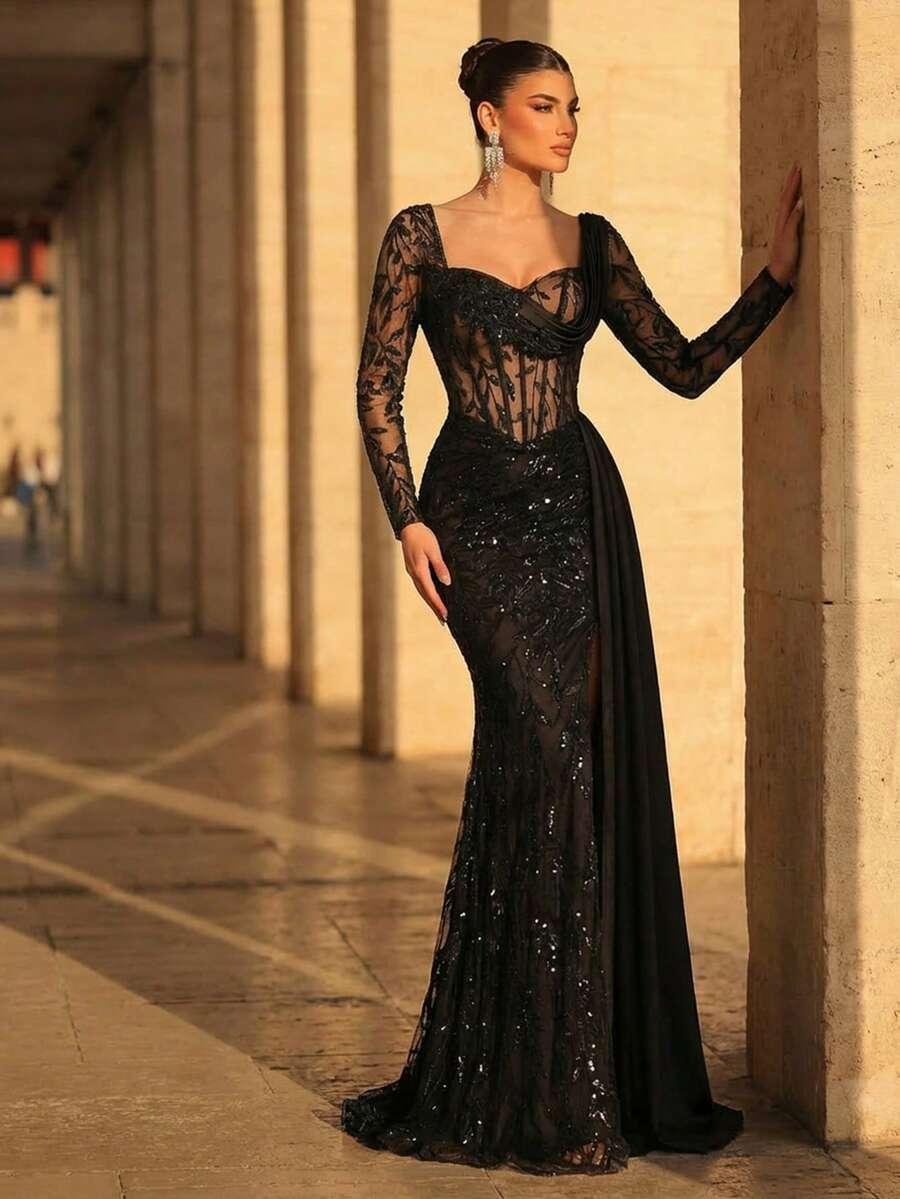 CZARNA MAXI SUKIENKA