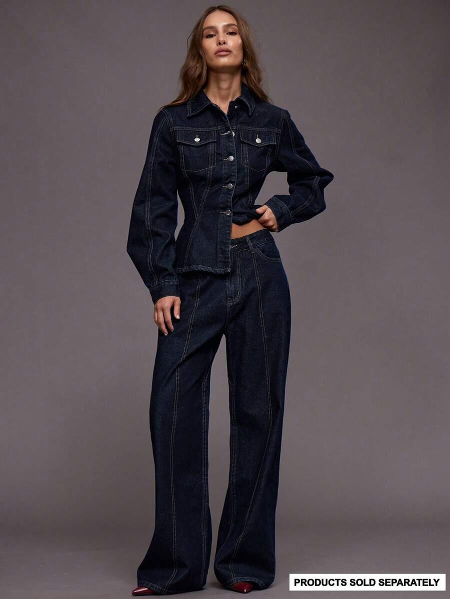 GRANATOWE SPODNIE JEANS