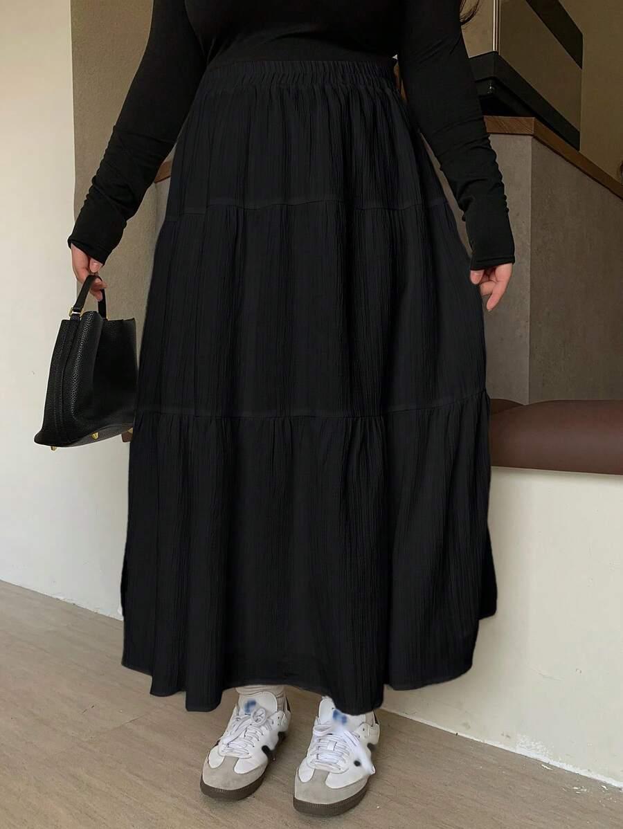 SPÓDNICA MIDI CZARNA