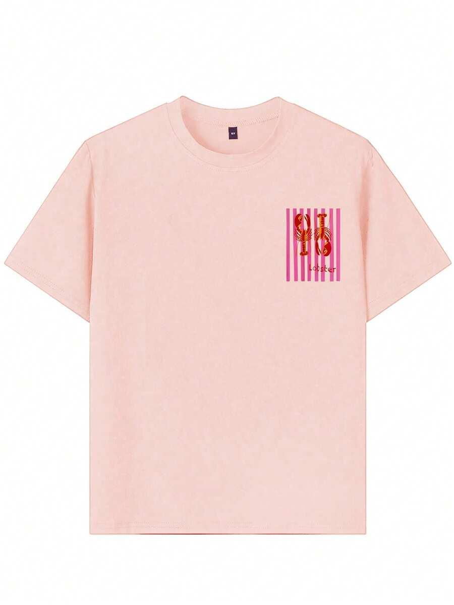 RÓŻOWY T-SHIRT OVERSIZE PRINT