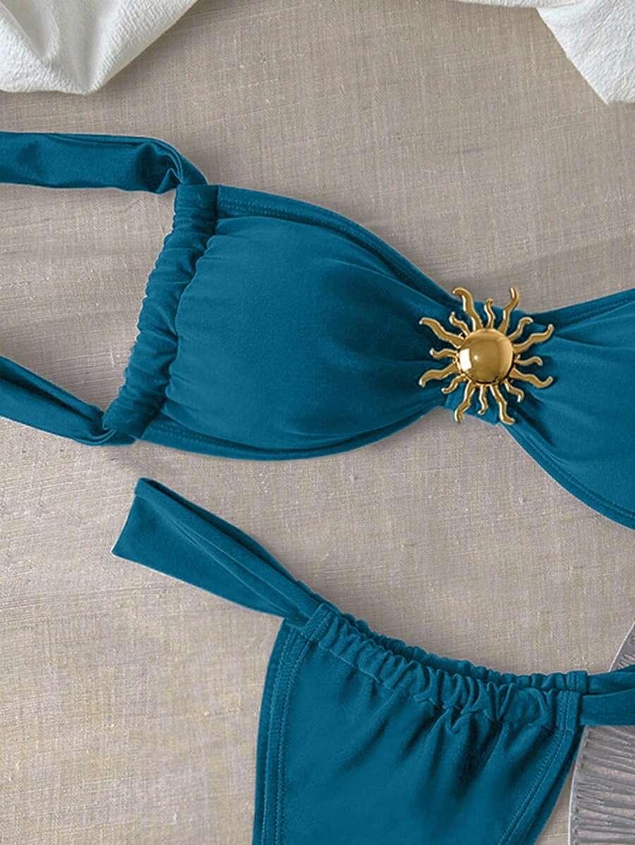 NIEBIESKA GÓRA OD BIKINI ZDOBIENIE