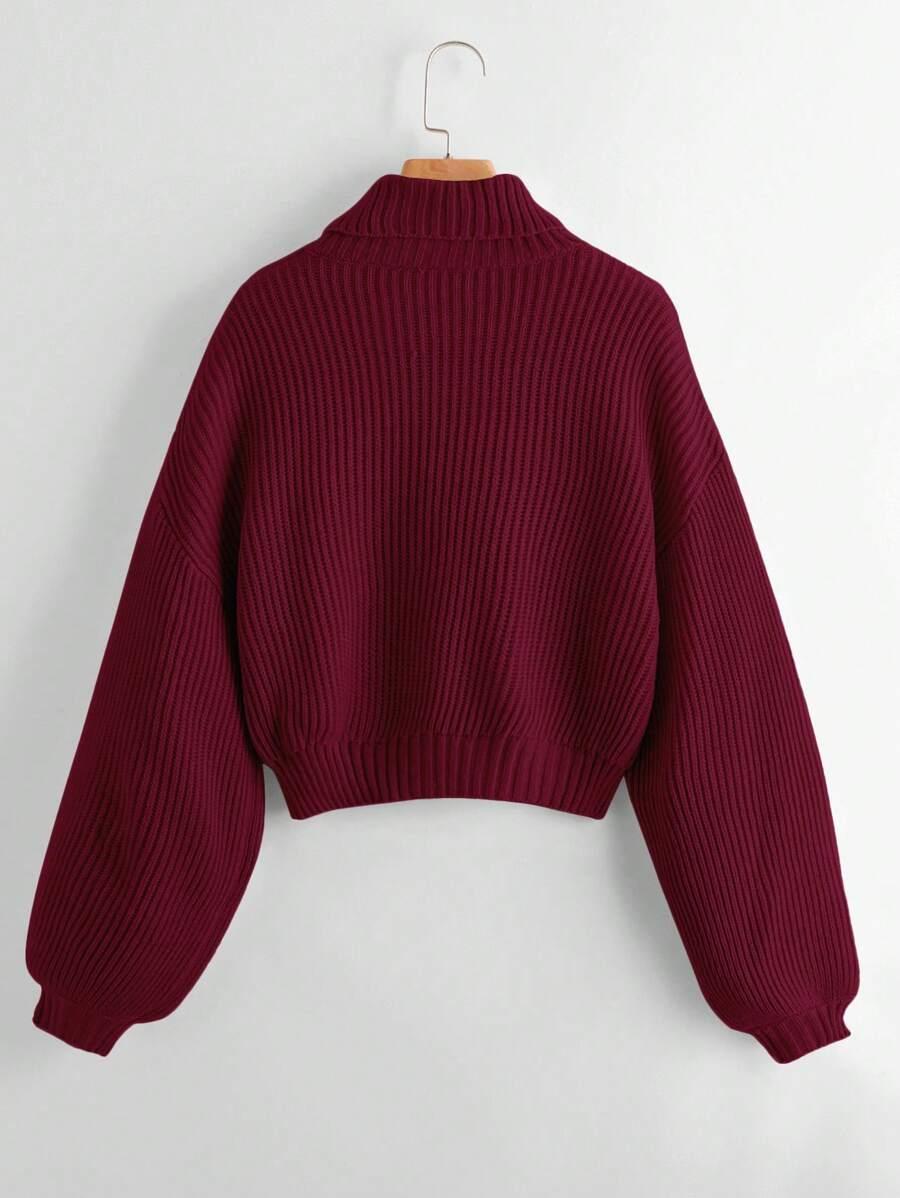 BORDOWY KRÓTKI SWETER 