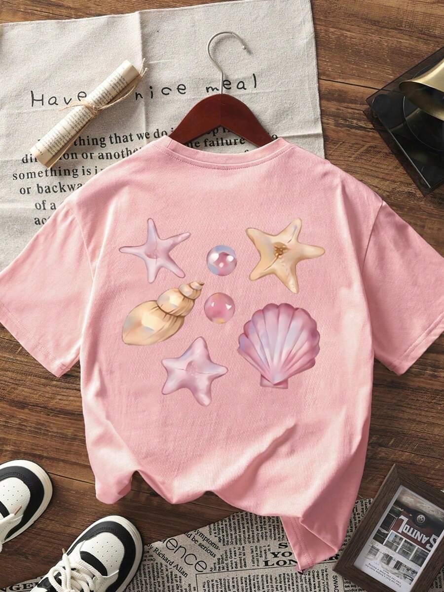 różowy t-shirt NADRUK