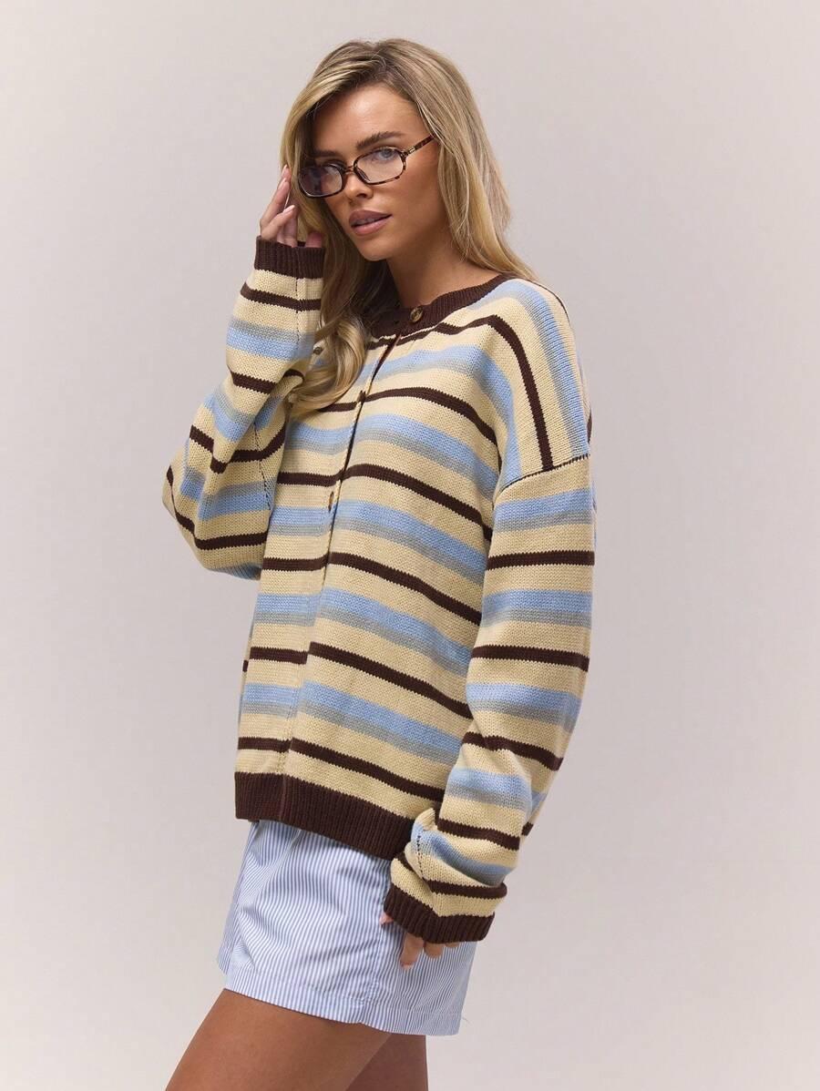SWETER KARDIGAN WZÓR PASKI 