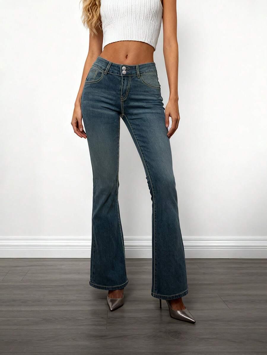 GRANATOWE SPODNIE JEANS