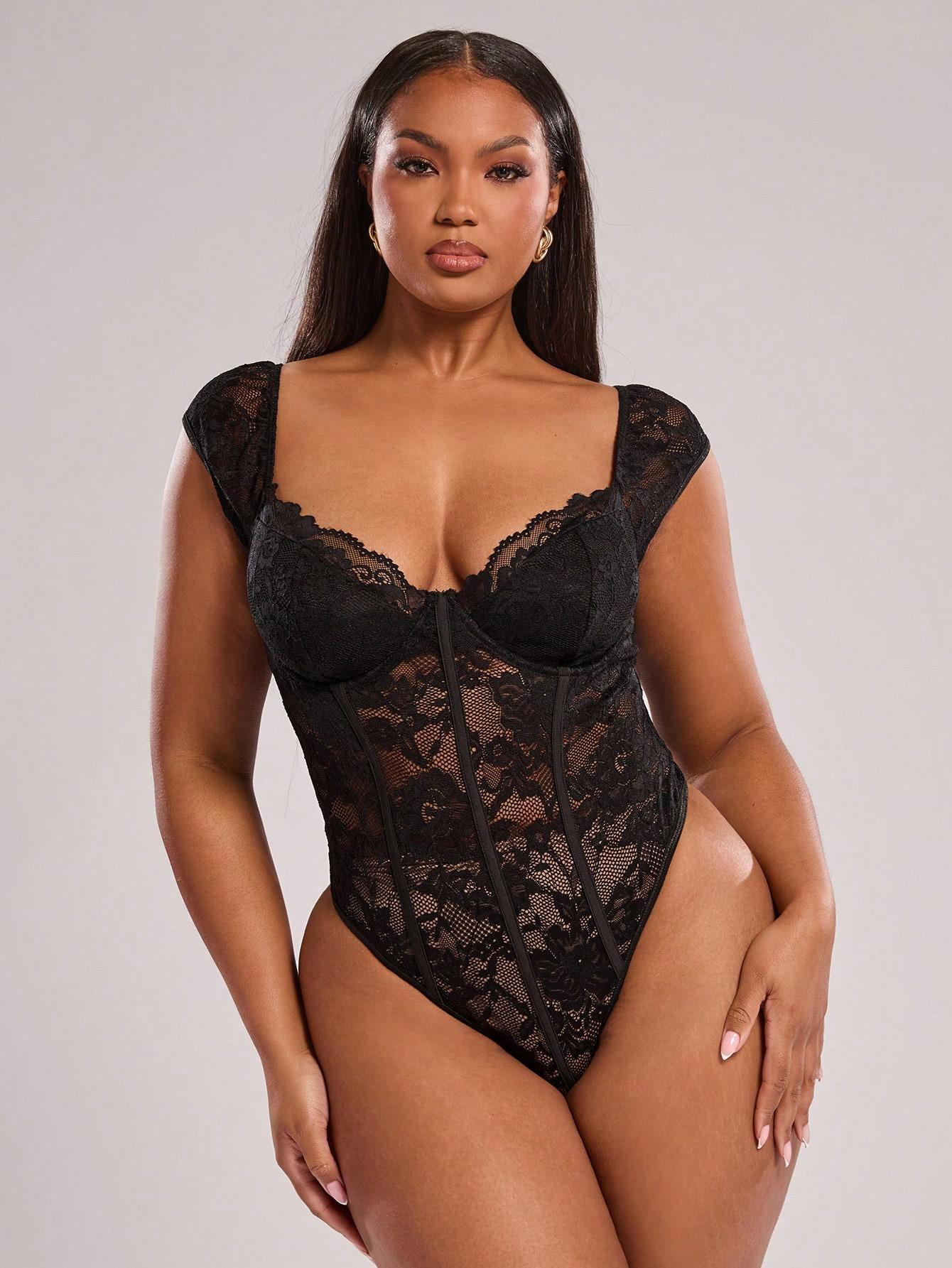 CZARNE KORONKOWE BODY