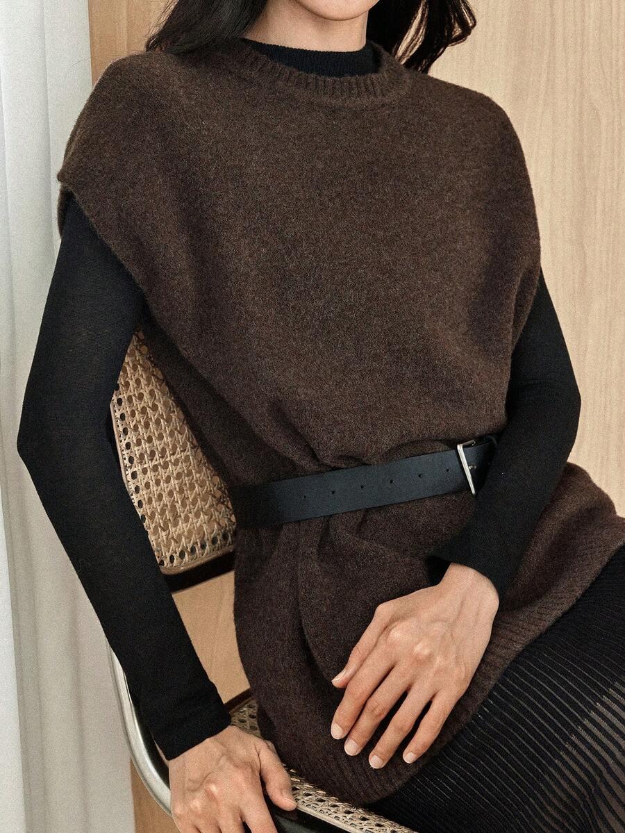 BRĄZOWA SWETER BEZ RĘKAWÓW