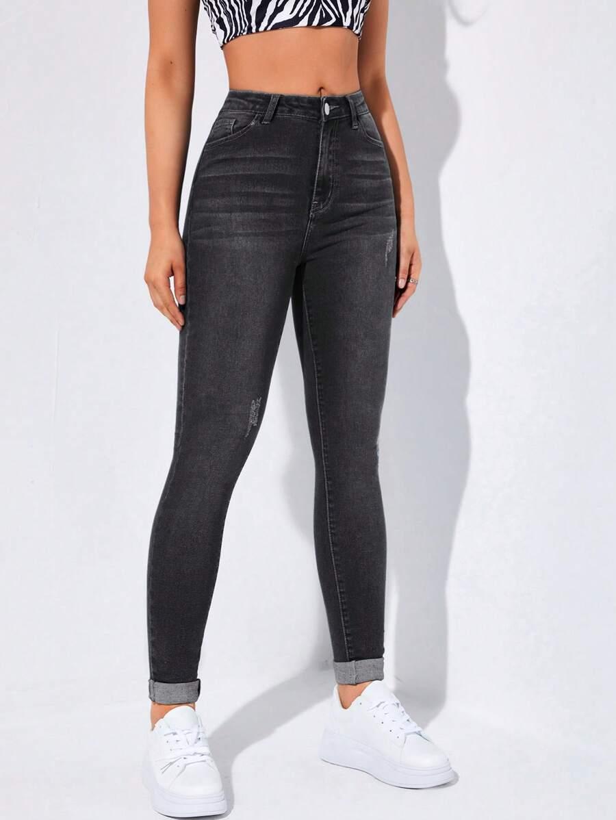 CZARNE SPODNIE JEANS 
