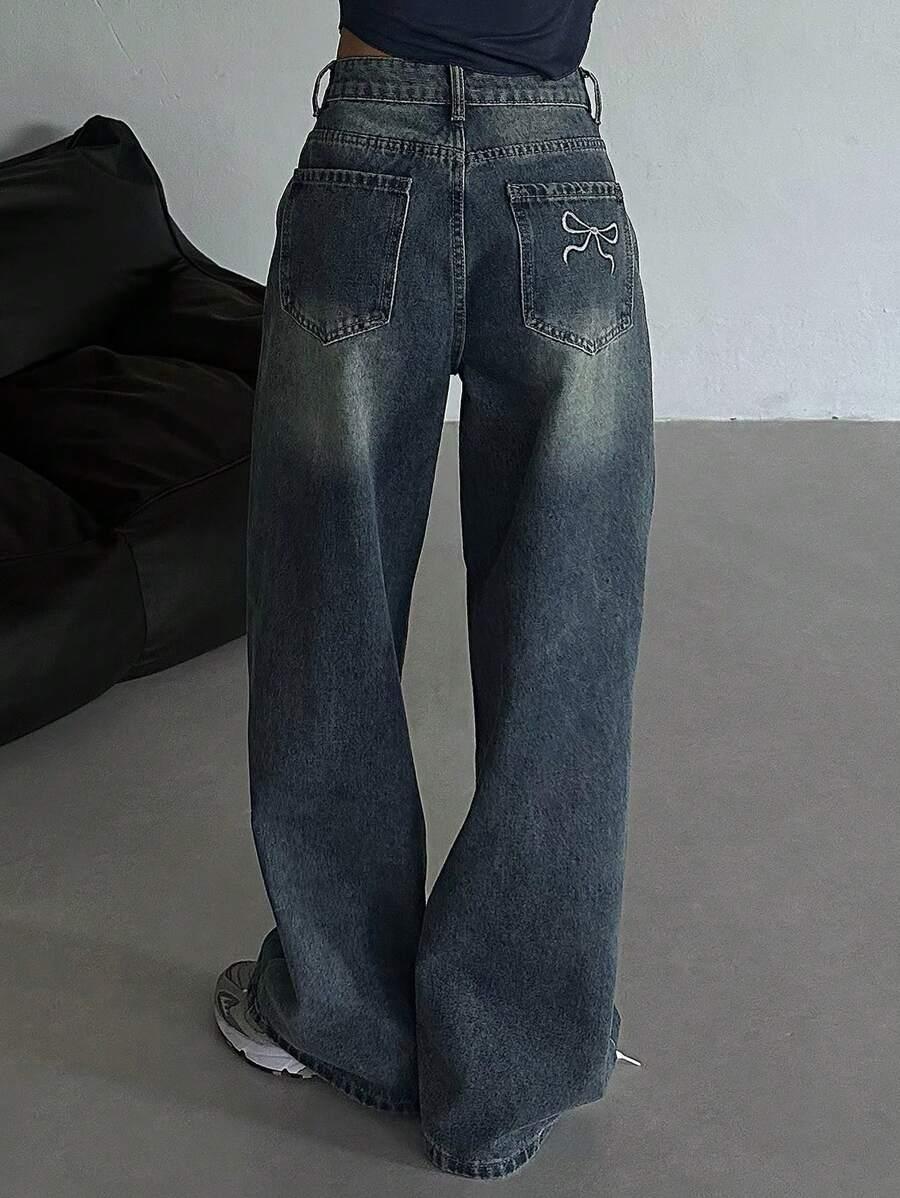 NIEBIESKIE SPODNIE JEANS PROSTA NOGAWKA