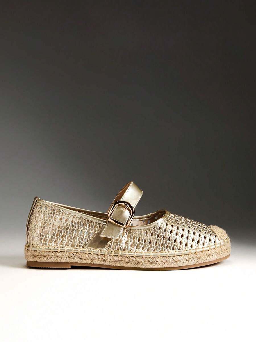 złote espadryle połysk