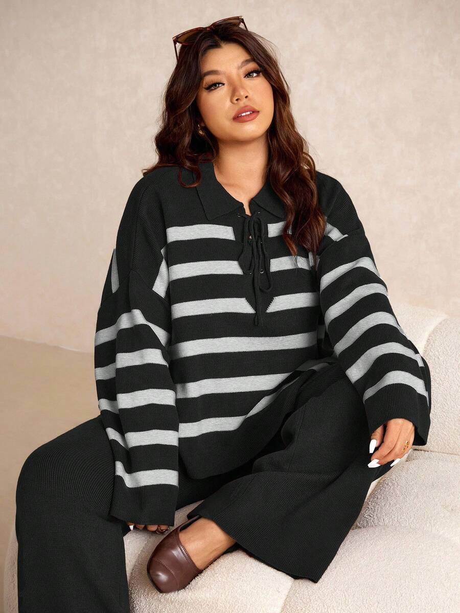 komplet sweter spodnie