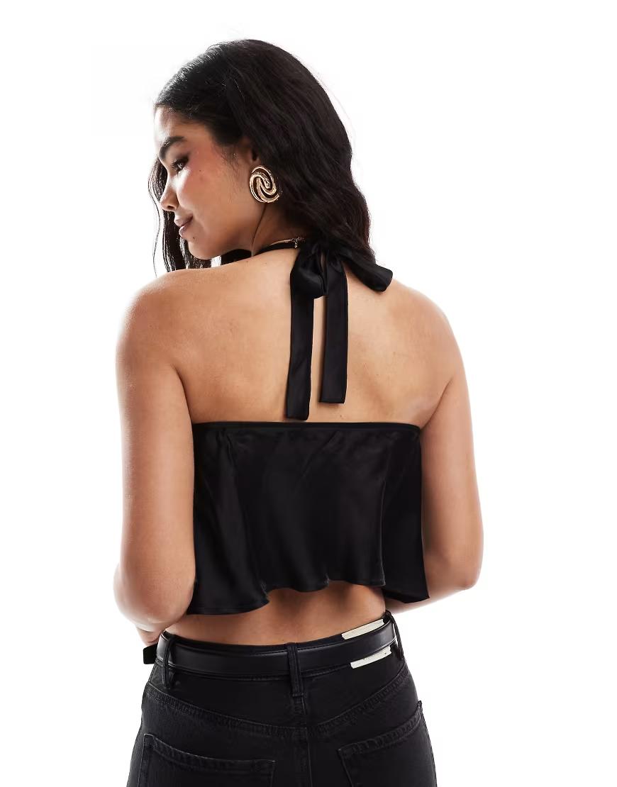 CZARNY TOP V-NECK