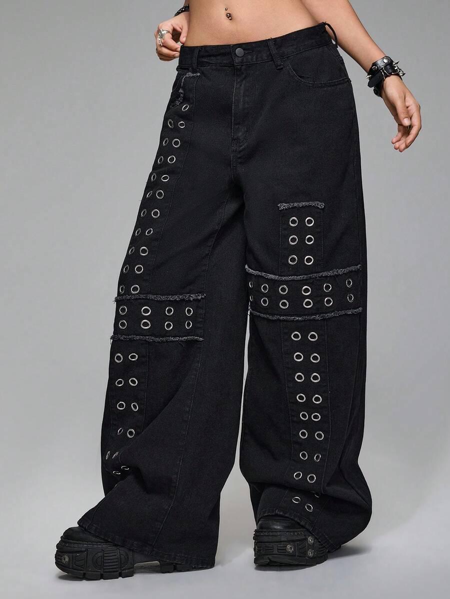 CZARNE SPODNIE JEANS