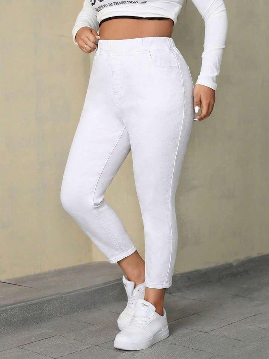 białe spodnie jeans wysoki stan